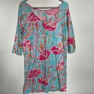 Lilly Pulitzer XS Cotton 3/4 Sleeve Dress Jellyfish Jellies Be Jammin Super Soft